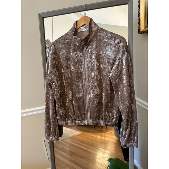 Women's Olive + Oak Velvet Full Zip Jacket Size S Brown - Picture 1 of 3